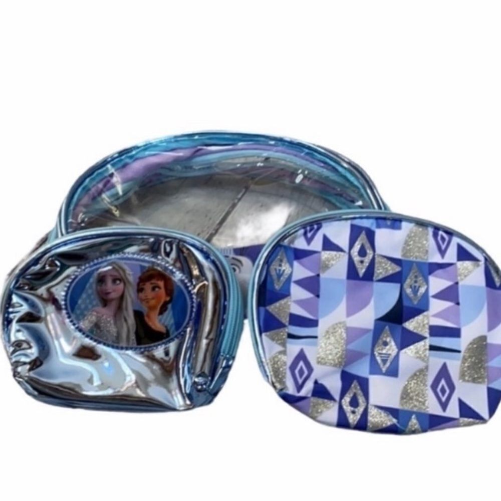 NEW Disney Frozen Travel Bag Set of 3 Elsa & Anna Toiletry Cosmetic Bags